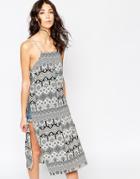 Motel Metti Tunic With Split Side In Folklore Print