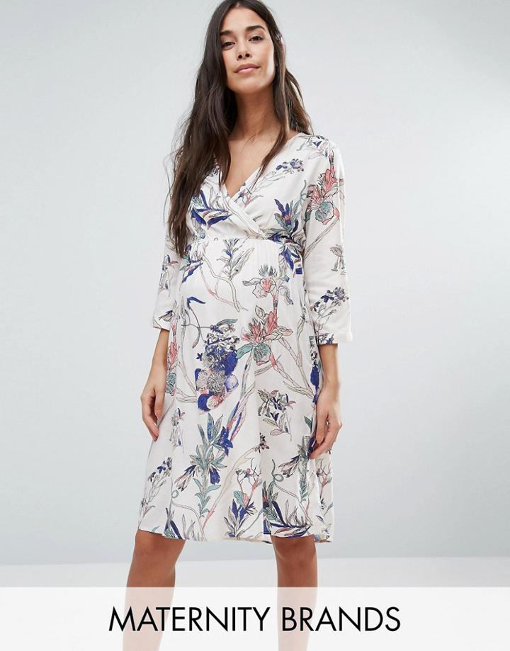 Mama. Licious Floral Printed Wrap Dress - Multi