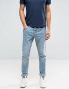 Pull & Bear Slim Jeans In Light Wash - Blue