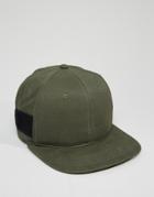 Asos Snapback Cap In Khaki Canvas - Khaki