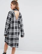 Cheap Monday Flannel Check Shirt Dress With Open Back Detail - Multi