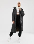 Asos Design Maxi Raincoat With Animal Fleece Lining - Black