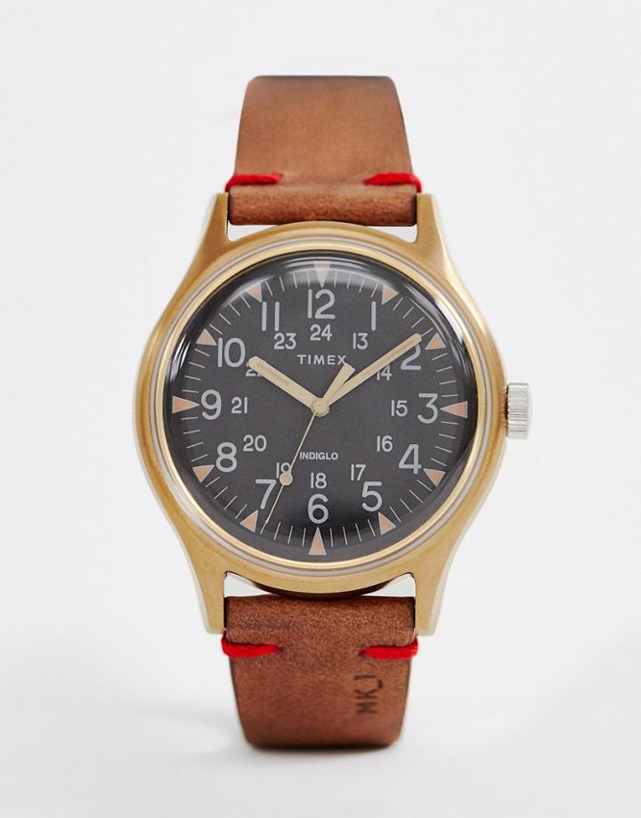 Timex Mk1 Steel 40mm Leather Strap Watch In Brown - Brown