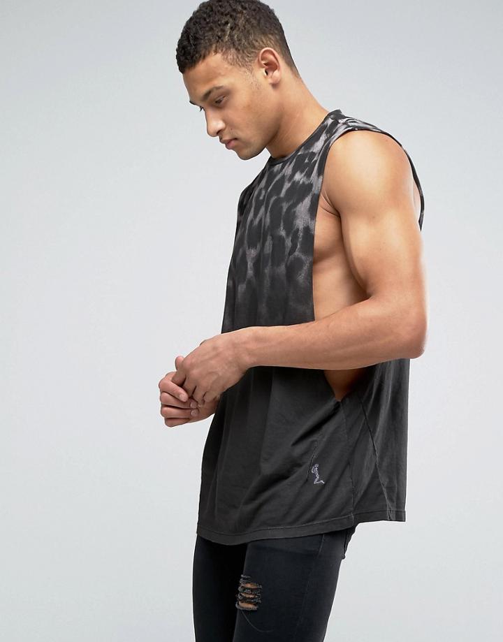 Religion Tank With Extreme Open Arm And Fading Print - Pink