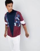 Asos Design Oversized T-shirt With Half Sleeve And Retro Panel Print - Multi