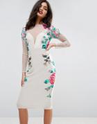 Asos Floral Embroidered Midi Dress - Multi