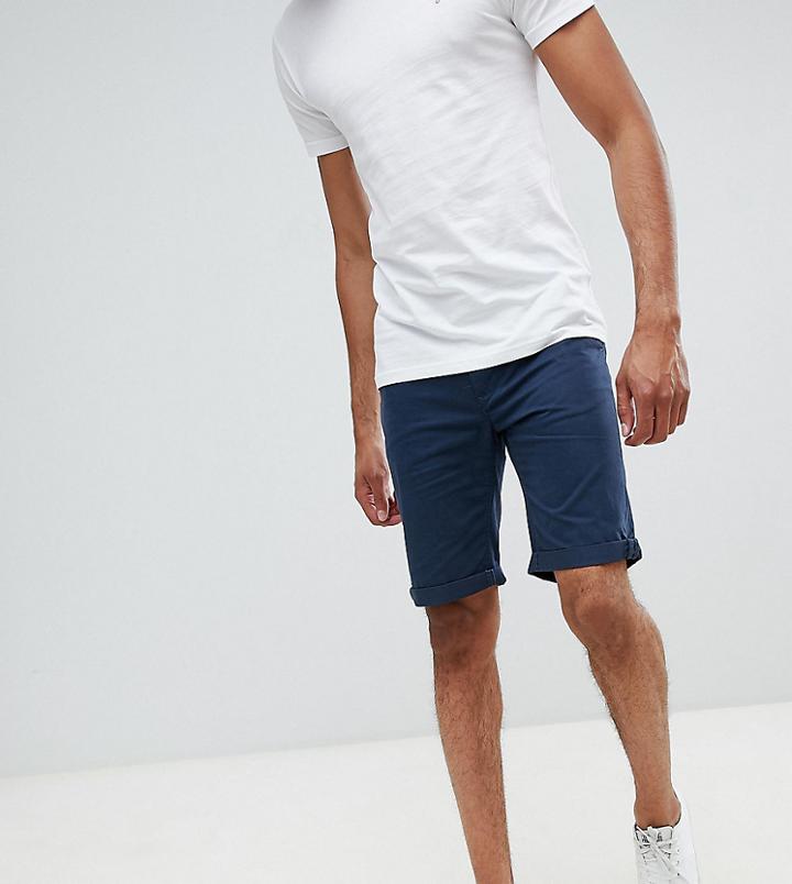D-struct Tall Turn Up Chino Shorts - Navy