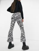 Another Reason High Waisted Flare Pants In Monogram Zebra-multi