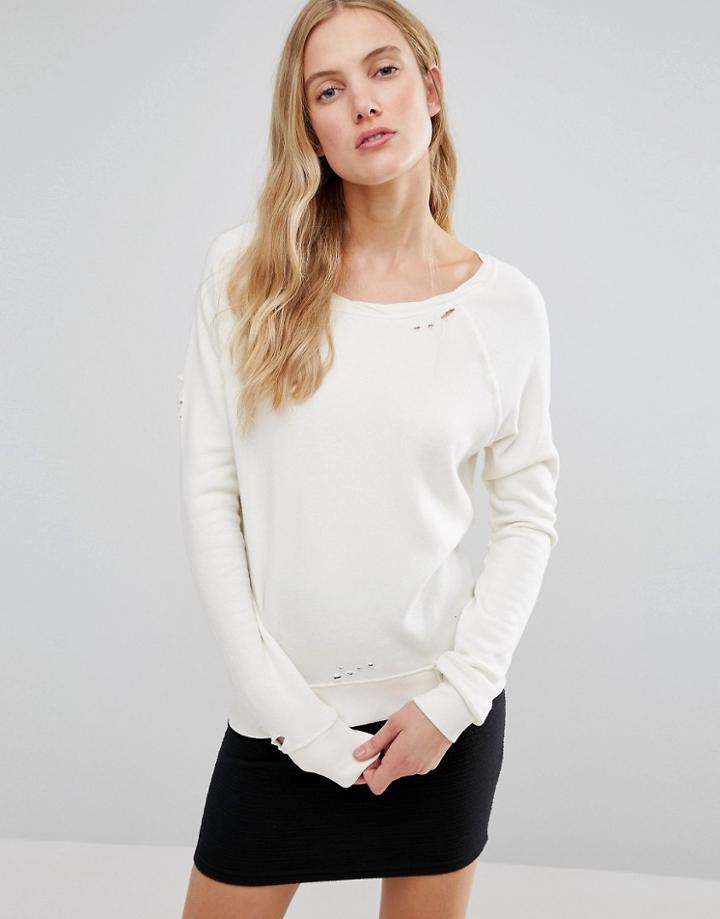Pam & Gela Annie Destroyed Sweatshirt - White
