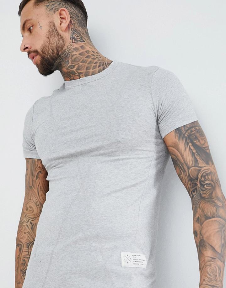 Religion Longline Muscle Fit T-shirt In Gray - Gray