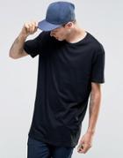 Brave Soul Long Line Plain T-shirt - Black