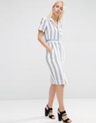 Asos Short Sleeve Shirt Dress In Stripe - Multi