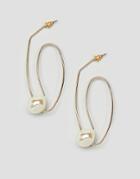 Asos Design Earrings In Swirl Shape With Faux Freshwater Pearl In Gold - Gold