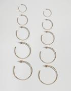 Asos Pack Of 5 Fine Multisize Hoops - Gold