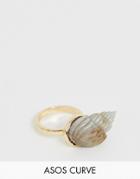 Asos Design Curve Ring With Faux Shell In Gold Tone - Gold
