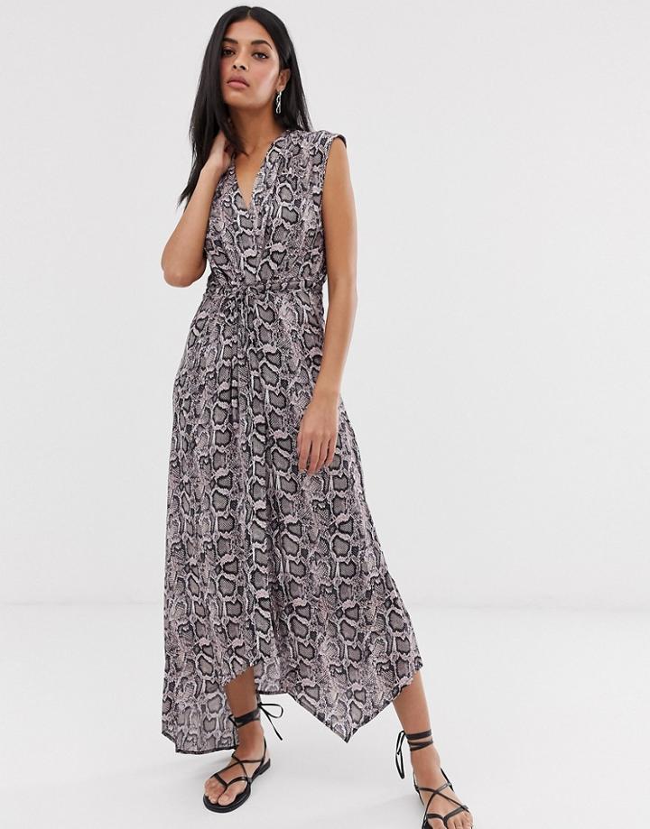 Allsaints Tate Misra Snake Print Maxi Dress - Pink