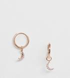 Astrid & Miyu Rose Gold Plated Mystic Opal Moon Huggie Hoop Earrings - Gold