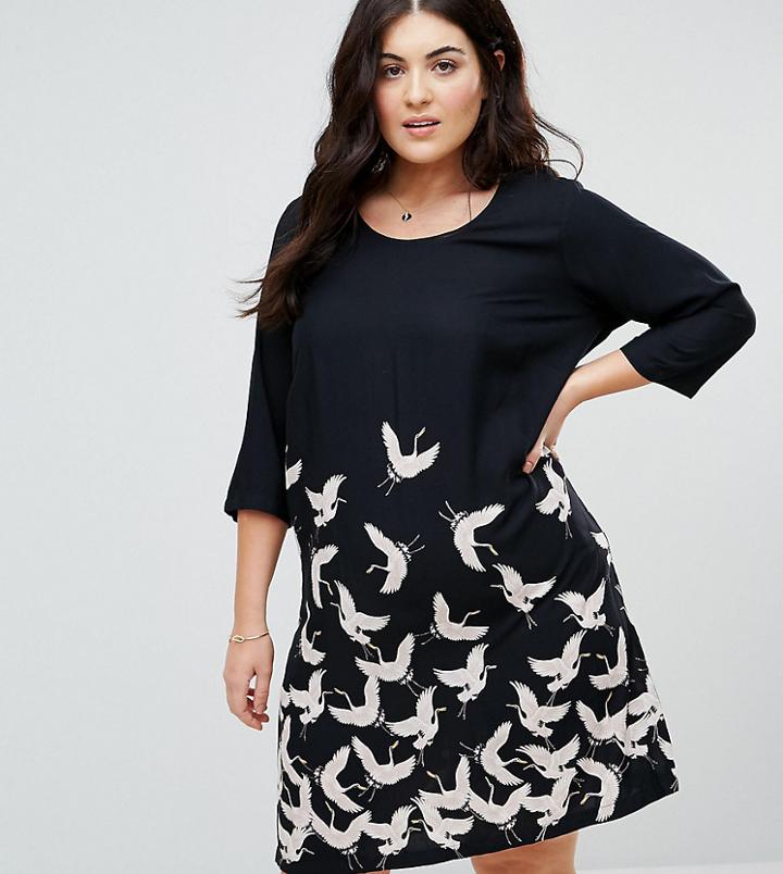 Junarose Embroidered Shift Dress - Black