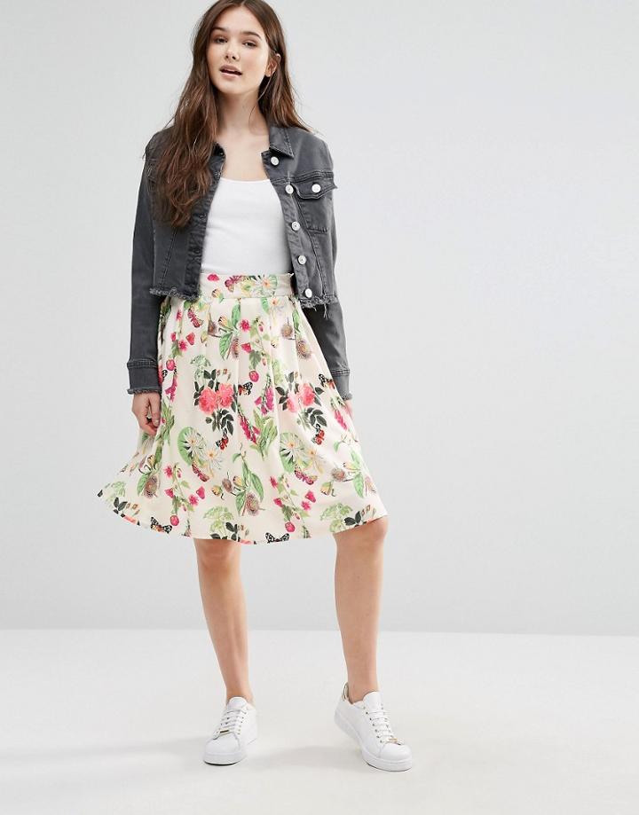 Yumi Flowers And Butterflies Skirt - White