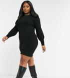 Vero Moda Curve Sweater Dress With Volume Sleeve In Black