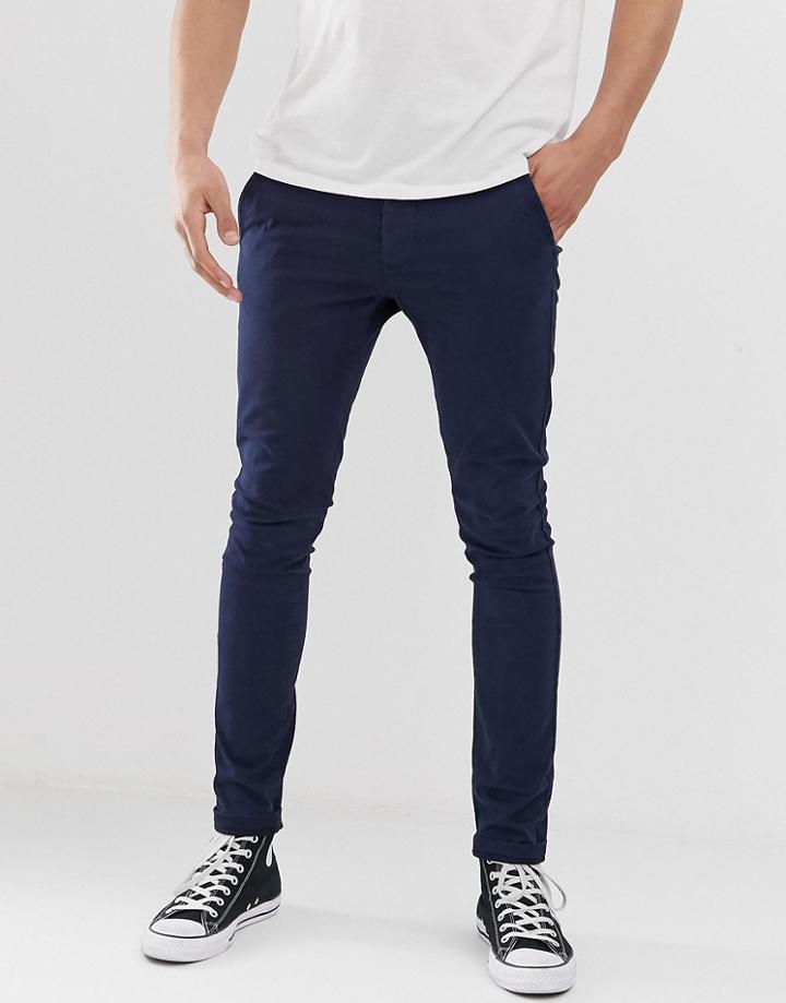 Jack & Jones Intelligence Skinny Fit Chinos In Navy - Navy