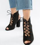 Truffle Collection Lace Up Heeled Sandals - Black