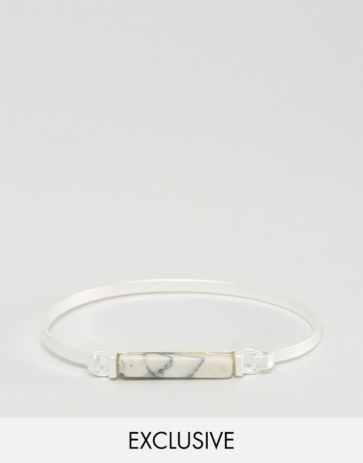 Designb Stone Bangle Bracelet In Silver - Silver