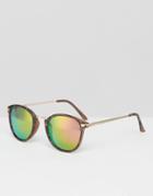 Mango Tortoise Shell Mirrored Lense Sunglasses - Brown