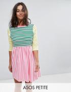 Asos Petite Cut About Stripe Mini Smock Dress - Multi