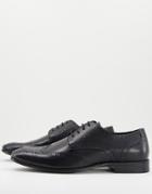 Topman Bedd Black Real Leather Brogue Shoes
