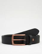 Asos Leather Belt With Rose Gold Buckle - Black