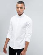 Asos Slim Twill Shirt With Stretch In White - White