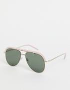 Asos Design Aviator Sunglasses With Pink Crystal Brow Bar