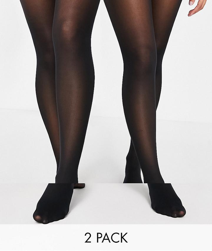 Monki 2 Pack 40 Denier Tights In Black