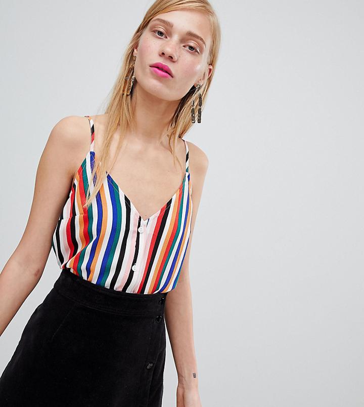New Look Rainbow Button Through Cami Top - Multi