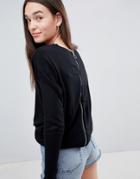 Jdy Coz Zip Back Lightweight Sweater - Black