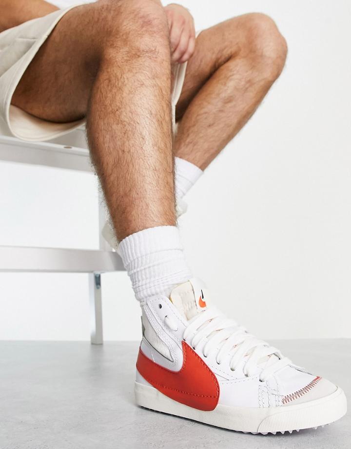 Nike Blazer Mid '77 Jumbo Sneakers In White And Orange
