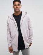 Asos Knitted Hoody Cardigan In Cotton - Pink