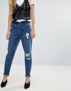 First & I Distressed Boyfriend Jean - Blue