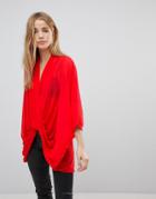 Qed London Cross Front Blouse - Red