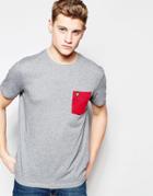 Lyle & Scott T-shirt With Contrast Pocket In Gray - Red