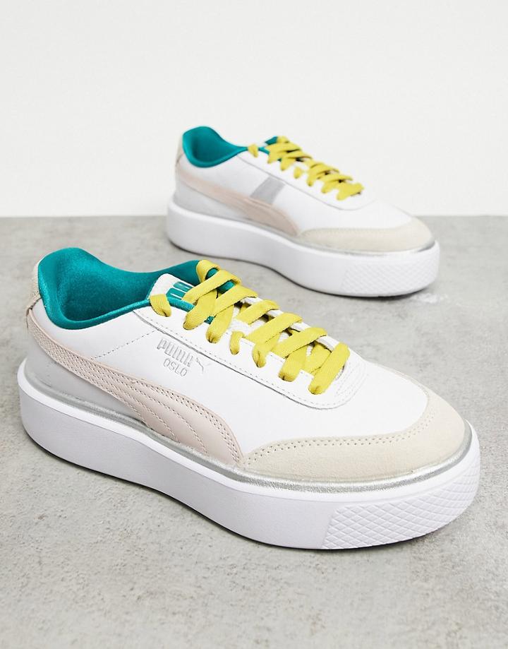 Puma Oslo Maja Sneakers In White And Pink