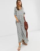 Y.a.s Floral Short Sleeve Maxi Smock Dress-multi