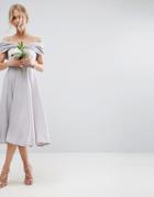 Asos Wedding Bow Front Soft Midi Prom - Multi