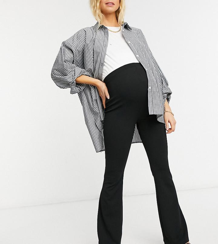 Asos Deisgn Maternity Jersey Over The Bump Slim Kickflare Suit Pants-black