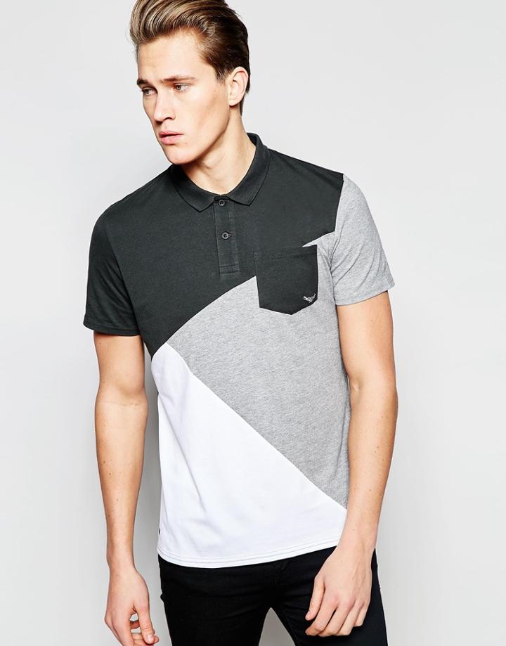 Threadbare Cut And Sew Polo Shirt - Gray