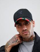 Good For Nothing Baseball Cap With Rose Embroidery - Black