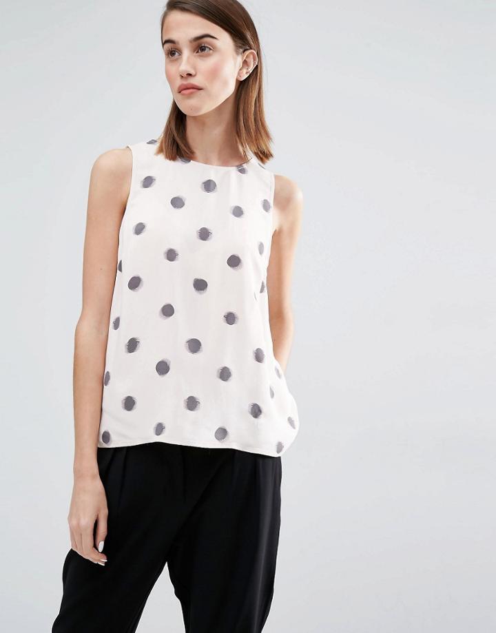 Selected Fria Spot Print Shell Top - Pink Dot Combo