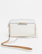 River Island Embossed Monogram Boxy Crossbody In White