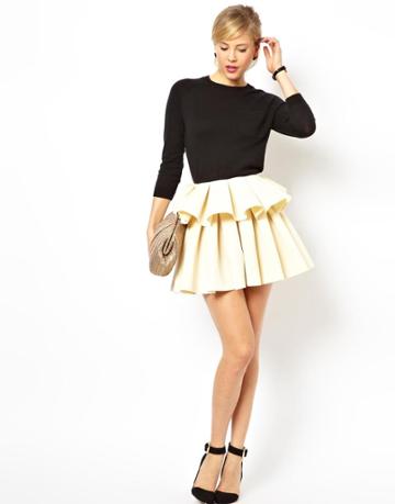 Asos Premium Peplum Skater Skirt In Scuba